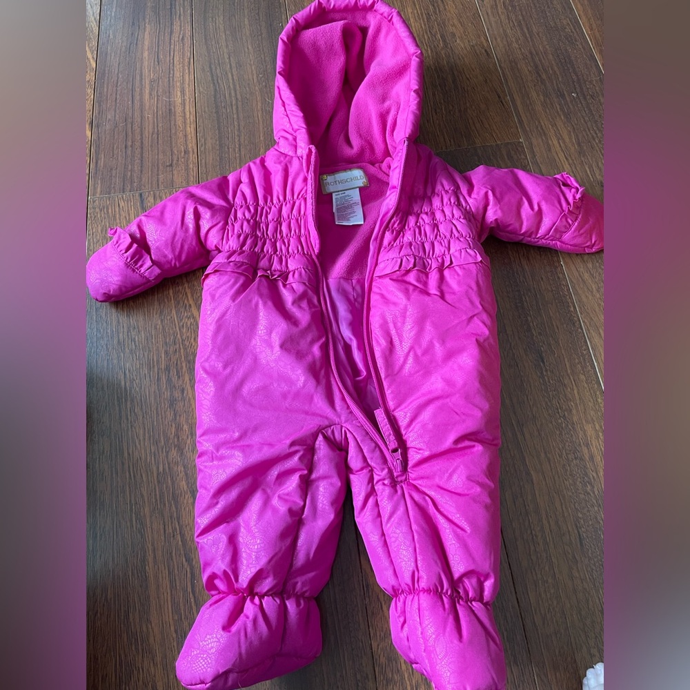 Pink Hooded Snowsuit for Infants